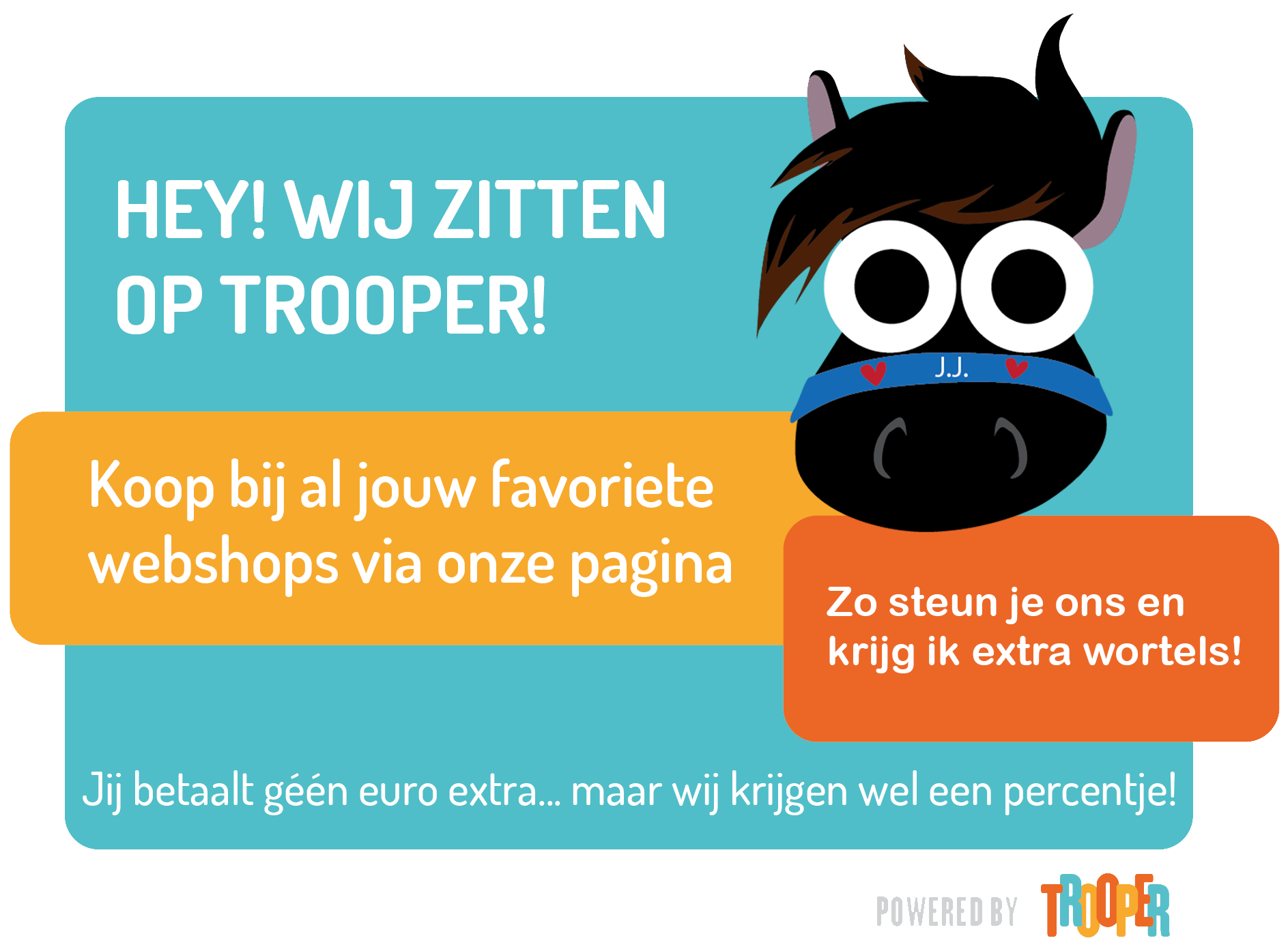 Shopt u online? Maak een extra klik via TROOPER en u steunt Helpende Hoeven gratis